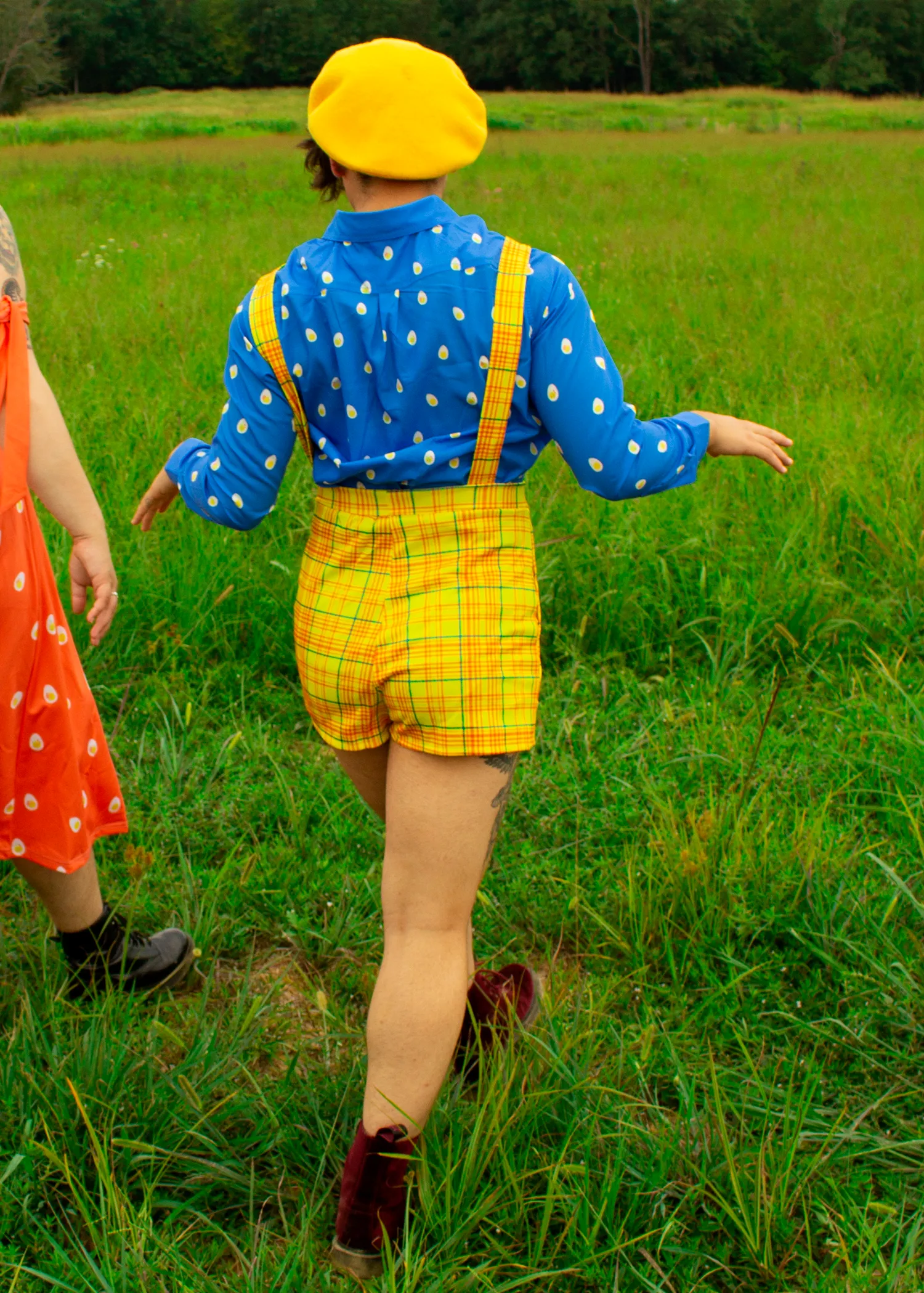 4XL Primary Plaid Overall Shorts