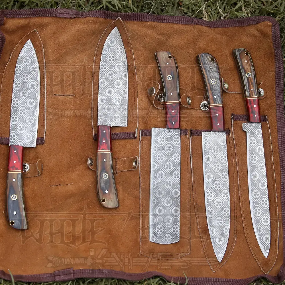 5 Pieces Handmade J2 Steel Chef Set - 5 Piece Kitchen Knives Set