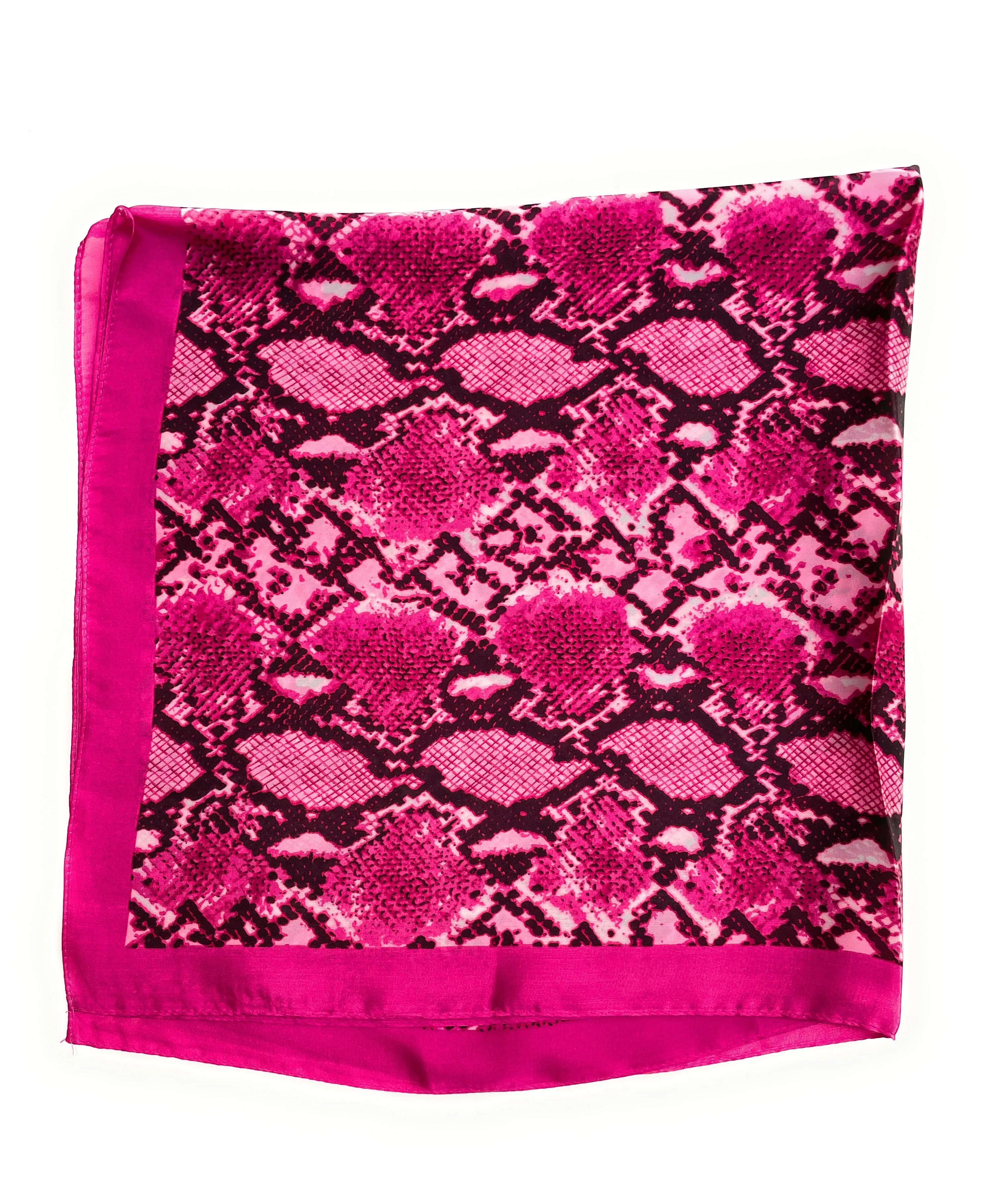 70cm x 70cm Square Scarf Fuchsia Hot Pink Neon Snake Print Pattern Scarf Thin Silky Womens Summer Spring