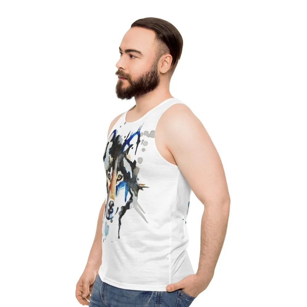 Abstract Watercolor Wolf Unisex Tank Top