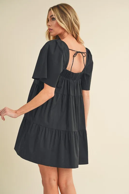 Aemi   Co Square Neck Half Sleeve Tiered Dress