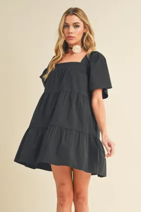 Aemi   Co Square Neck Half Sleeve Tiered Dress