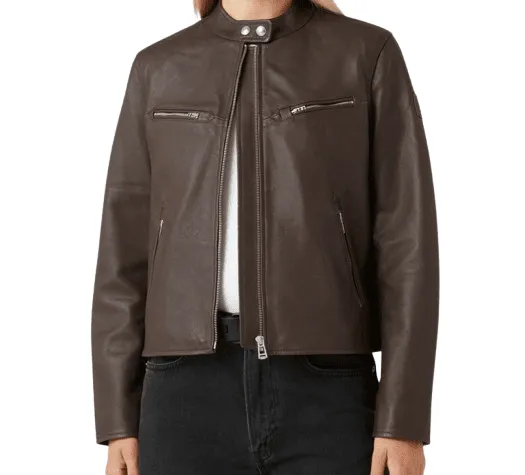 Aisha Café Racer Leather Jacket for Women