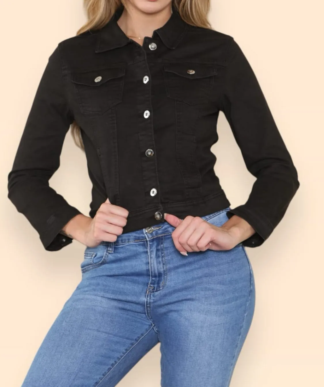 Amara Reya Stretchy Pink Denim Jacket