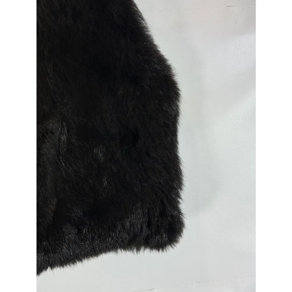 ANDREW MARC Women's Opossum Fur Leather Trim Bomber Zip Vest SZ L