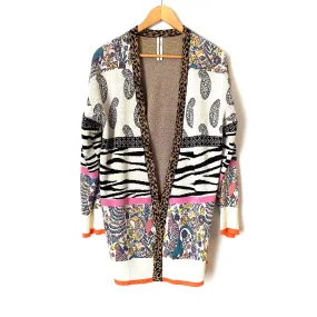 Anthropologie Printed Animal Print Trim Duster Cardigan NWT- Size S