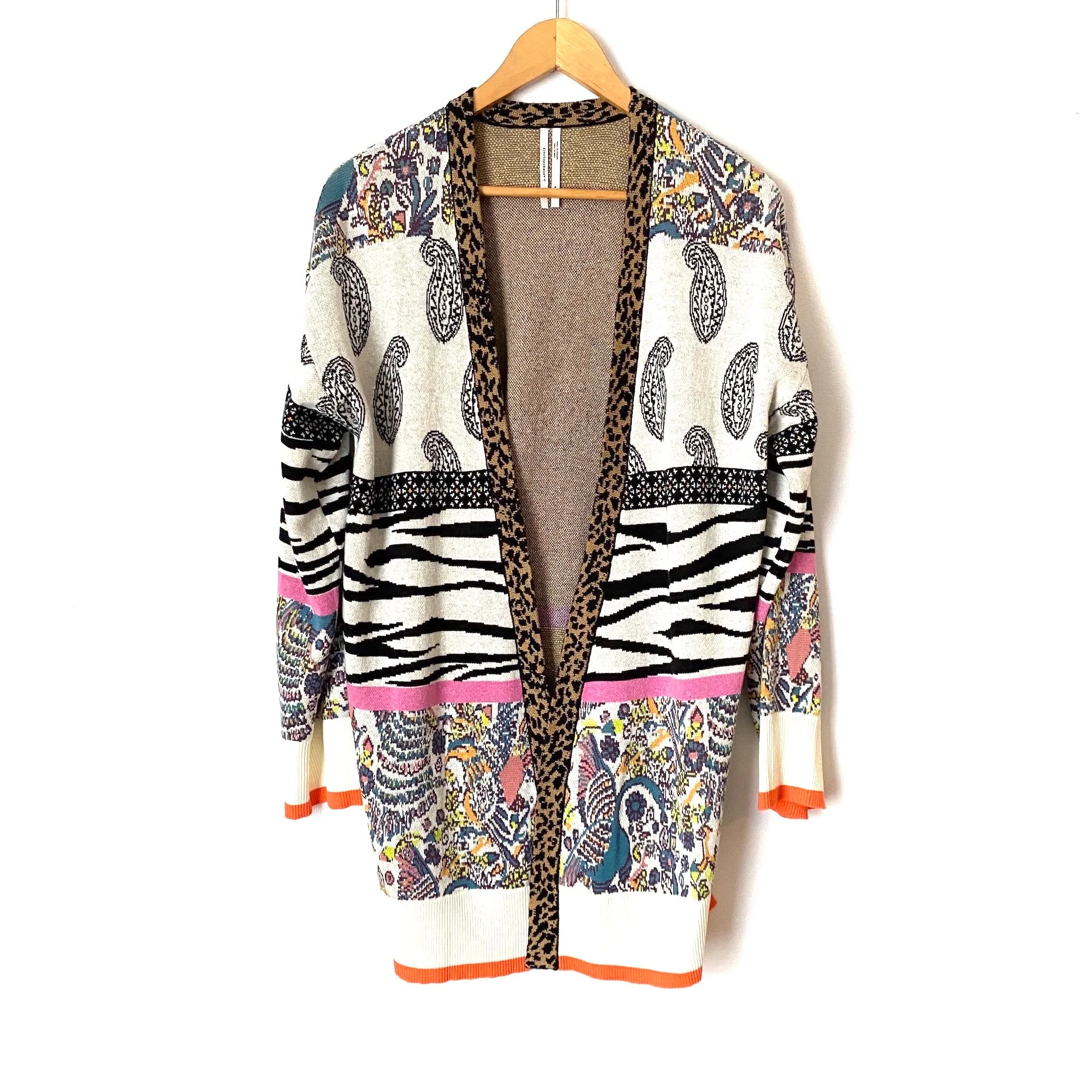 Anthropologie Printed Animal Print Trim Duster Cardigan NWT- Size S