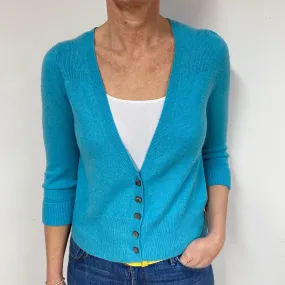 Aquamarine Blue Cashmere V-Neck Cardigan Medium