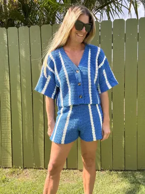 Azure Lines Sweater Top