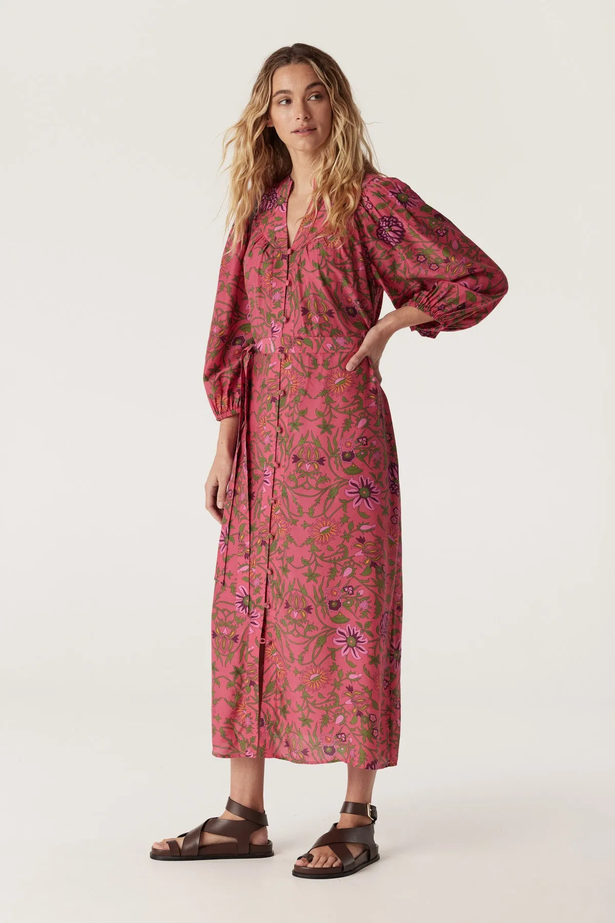 Balmoral Midi Dress - Pink Floral