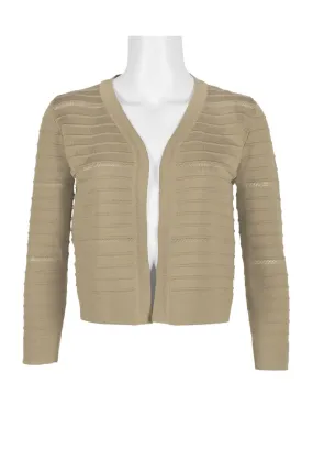 Banded Long Sleeve Ribbed Knit Jacket Mink- Nina Leonard