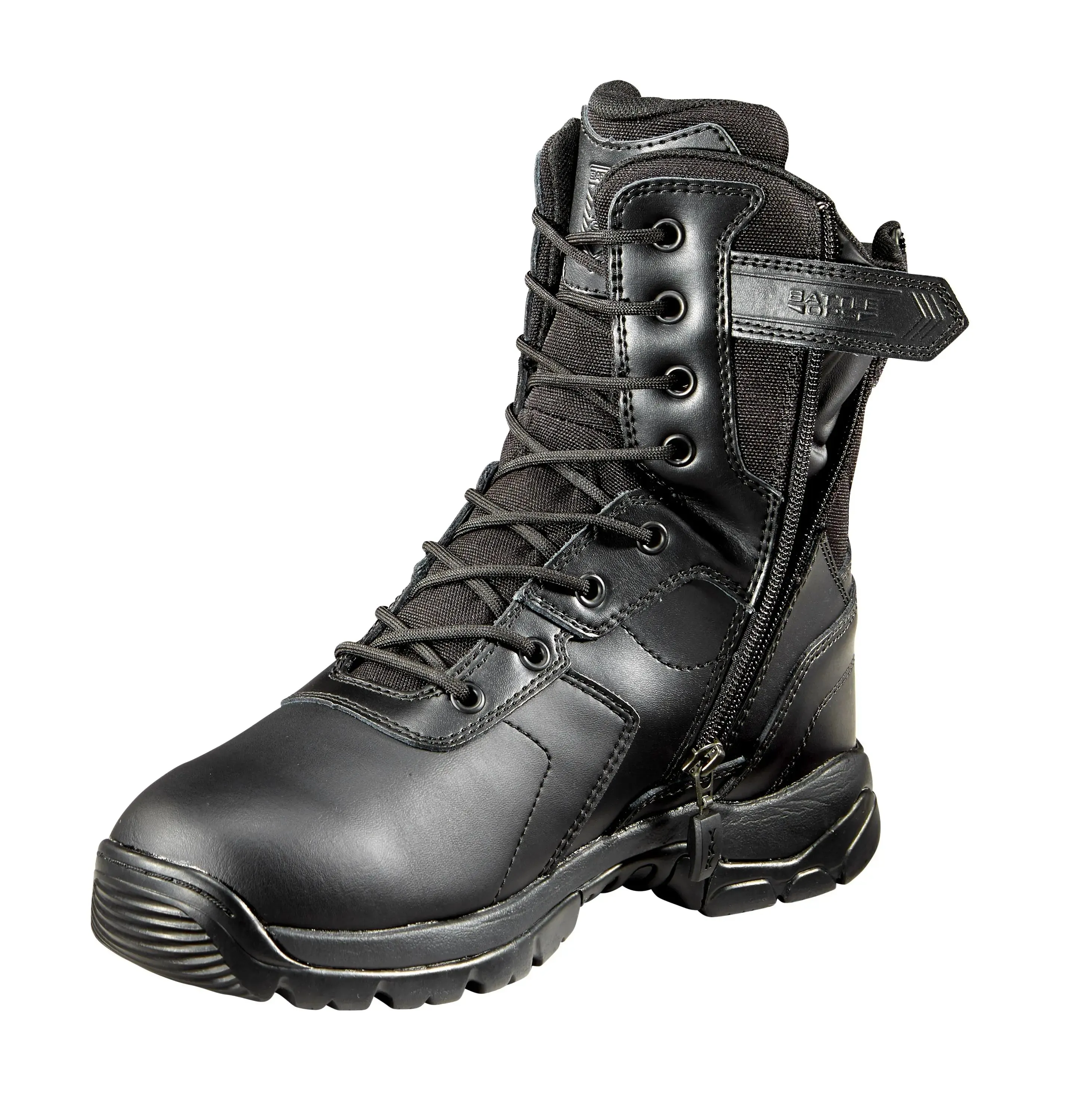 BATTLE OPS 8-INCH WATERPROOF TACTICAL BOOT - SIDE ZIP COMP SAFETY TOE, BLACK-