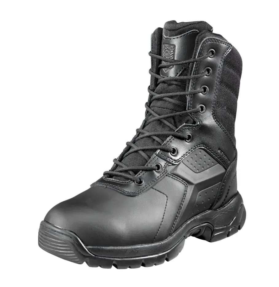 BATTLE OPS 8-INCH WATERPROOF TACTICAL BOOT - SIDE ZIP COMP SAFETY TOE, BLACK-