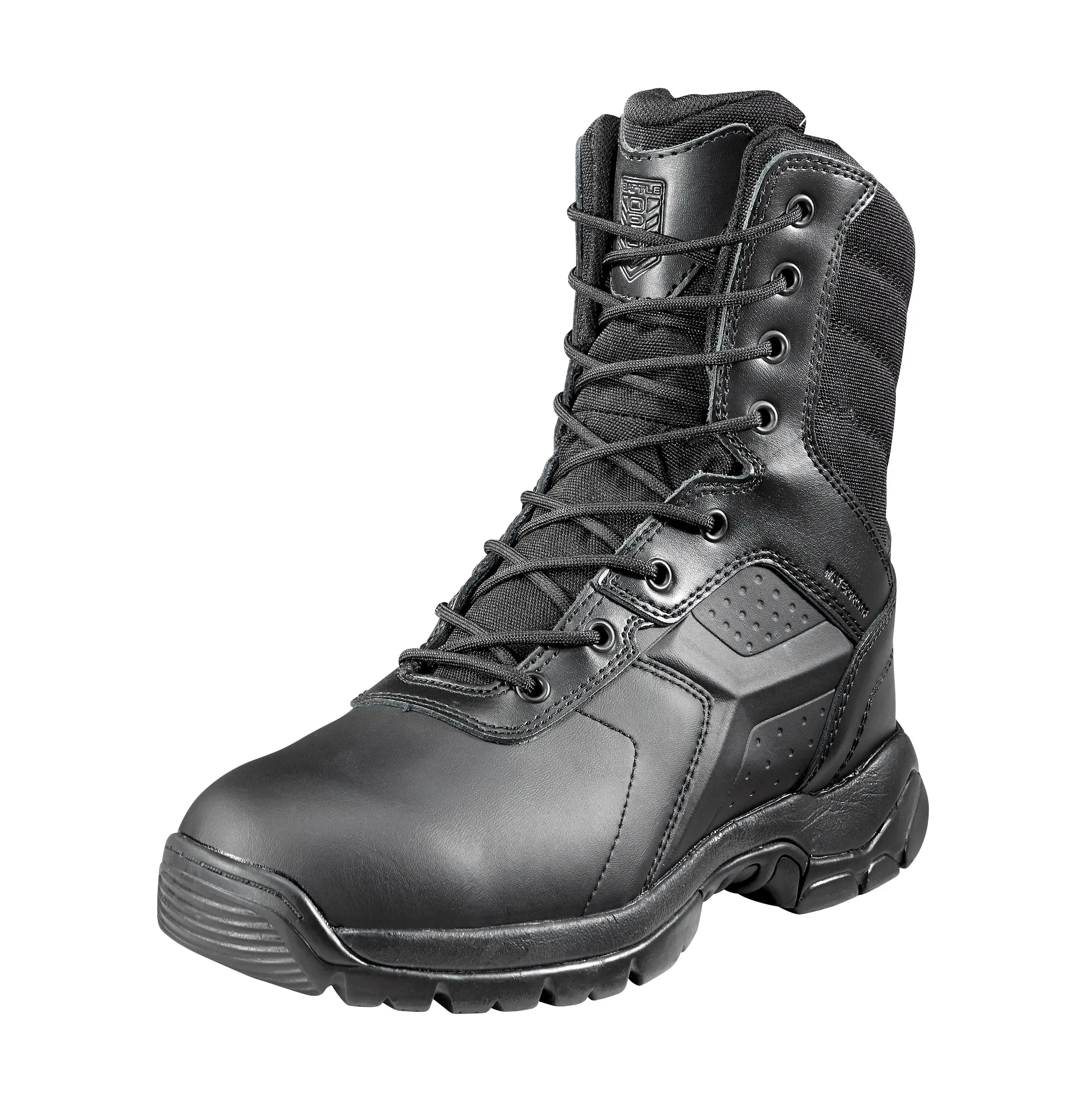 BATTLE OPS 8-INCH WATERPROOF TACTICAL BOOT - SIDE ZIP COMP SAFETY TOE, BLACK-