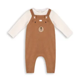 Bear Sweater Knit Baby Overall & Bodysuit Set