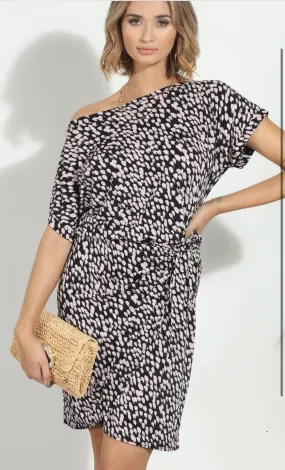 Black Faux Wrap Dress