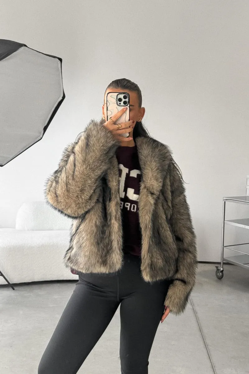BLIZZARD Faux Fur Jacket - Brown