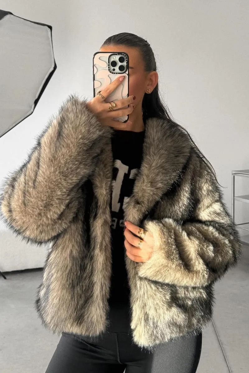 BLIZZARD Faux Fur Jacket - Brown