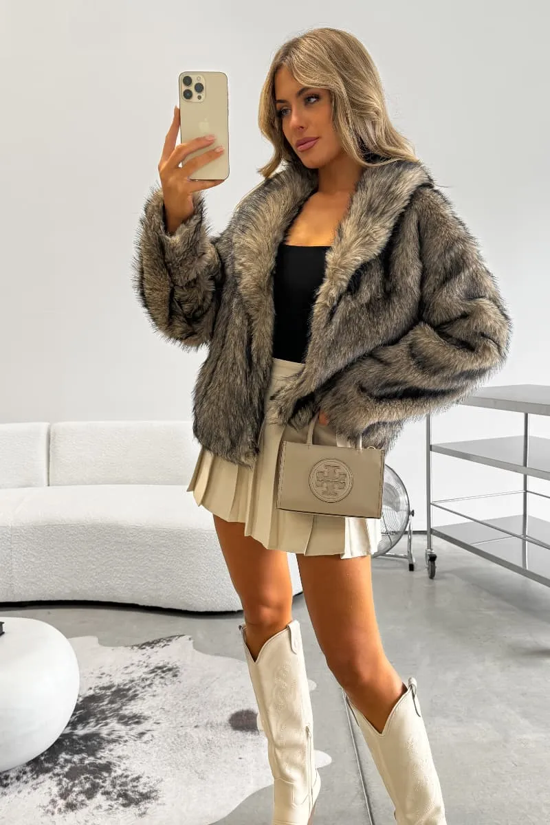 BLIZZARD Faux Fur Jacket - Brown
