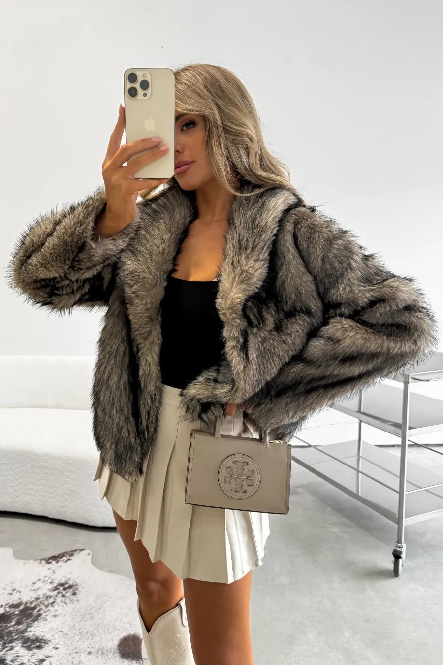 BLIZZARD Faux Fur Jacket - Brown