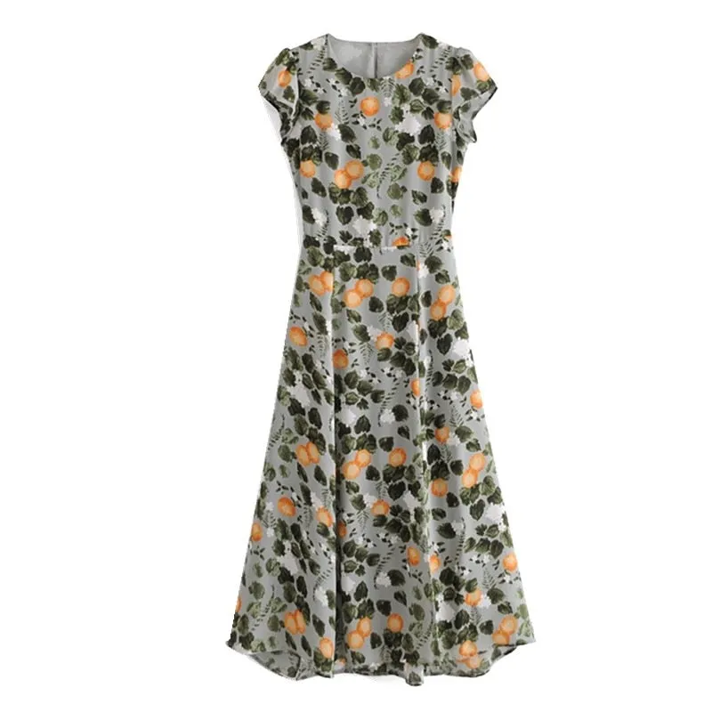 Boho Midi Dress, Madarin Garden Green