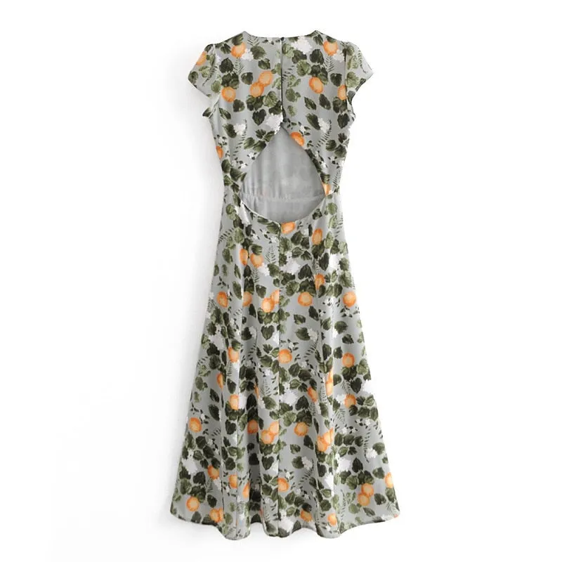 Boho Midi Dress, Madarin Garden Green