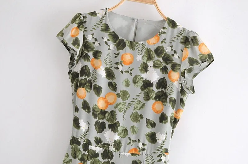 Boho Midi Dress, Madarin Garden Green