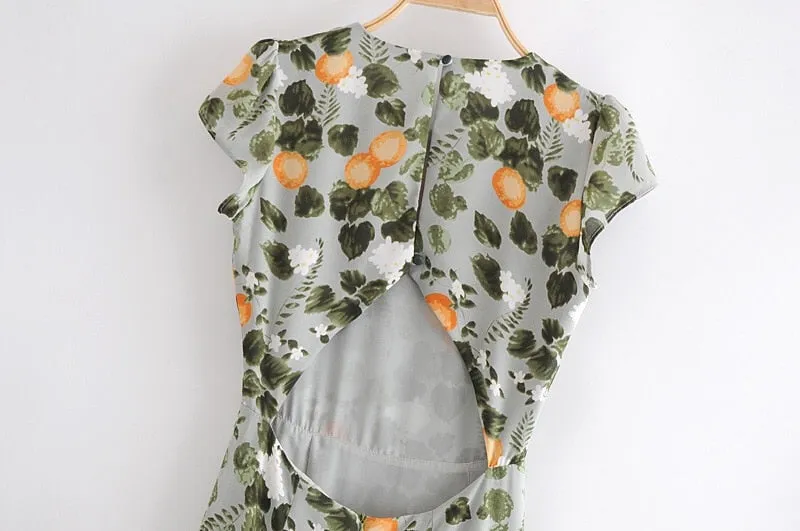 Boho Midi Dress, Madarin Garden Green