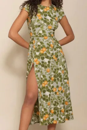 Boho Midi Dress, Madarin Garden Green