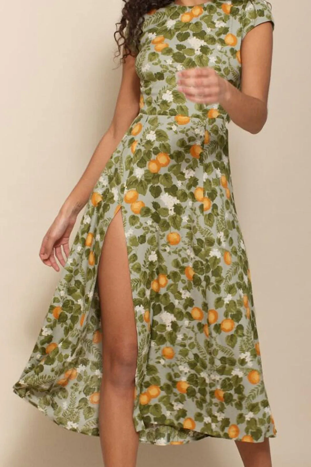 Boho Midi Dress, Madarin Garden Green