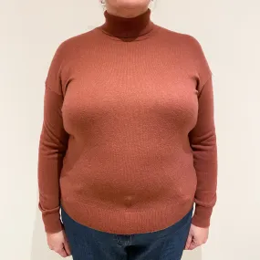 Brick Red Cashmere Polo Neck Jumper Extra Large