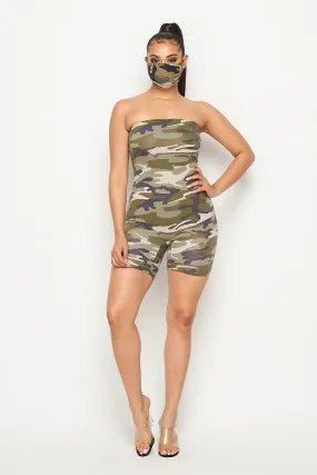 Camo Jumpsuit W/ Face Mask