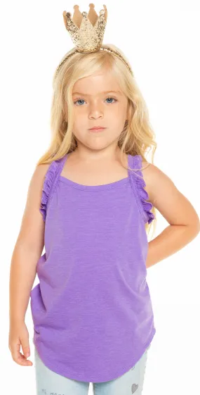 Chaser Vintage Jersey Ruffle Racerback Tank - Electric Purple