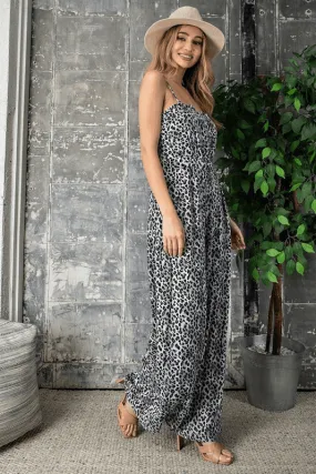 Cheetah Print Wide Leg Jumpsuit