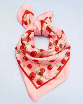 Cherry Print Silk Bandana Scarf
