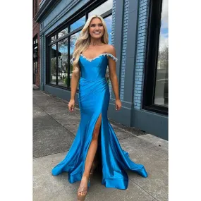 Chic & Modern Off-Shoudelr Sleeveless Mermiad Side Slit Ruffles Evening Party Prom Dress