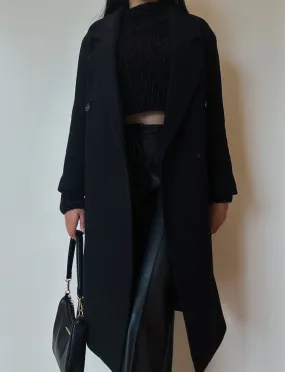 Classic Long Black Coat (90% Wool)