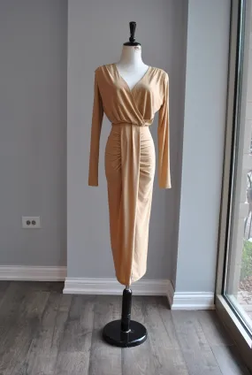 CLEARANCE - BEIGE FIT MIDI DRESS