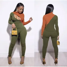 Color Stitched Bodycon Jumpsuit