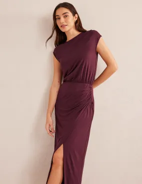 Column Jersey Maxi Dress-Dark Burgundy