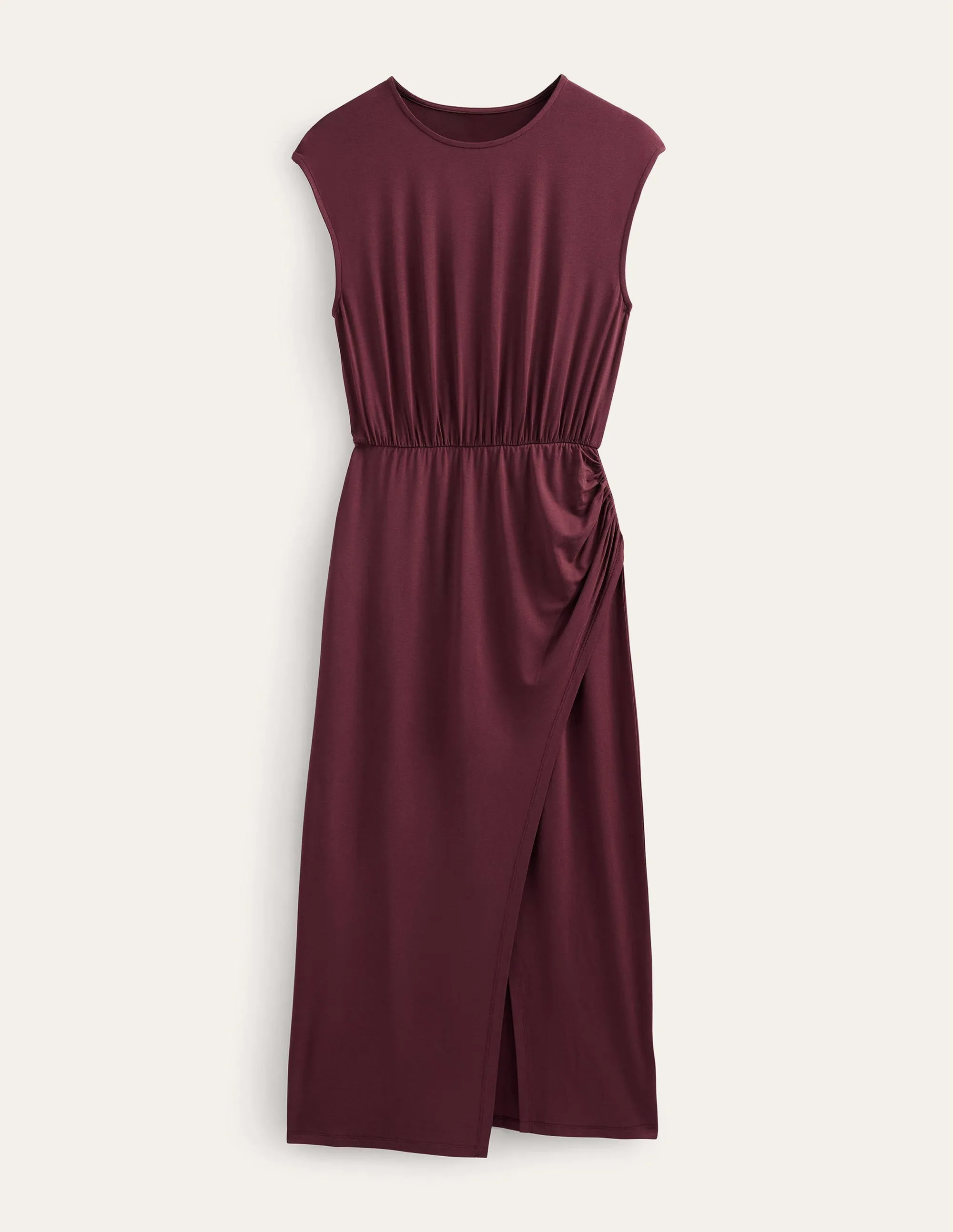Column Jersey Maxi Dress-Dark Burgundy