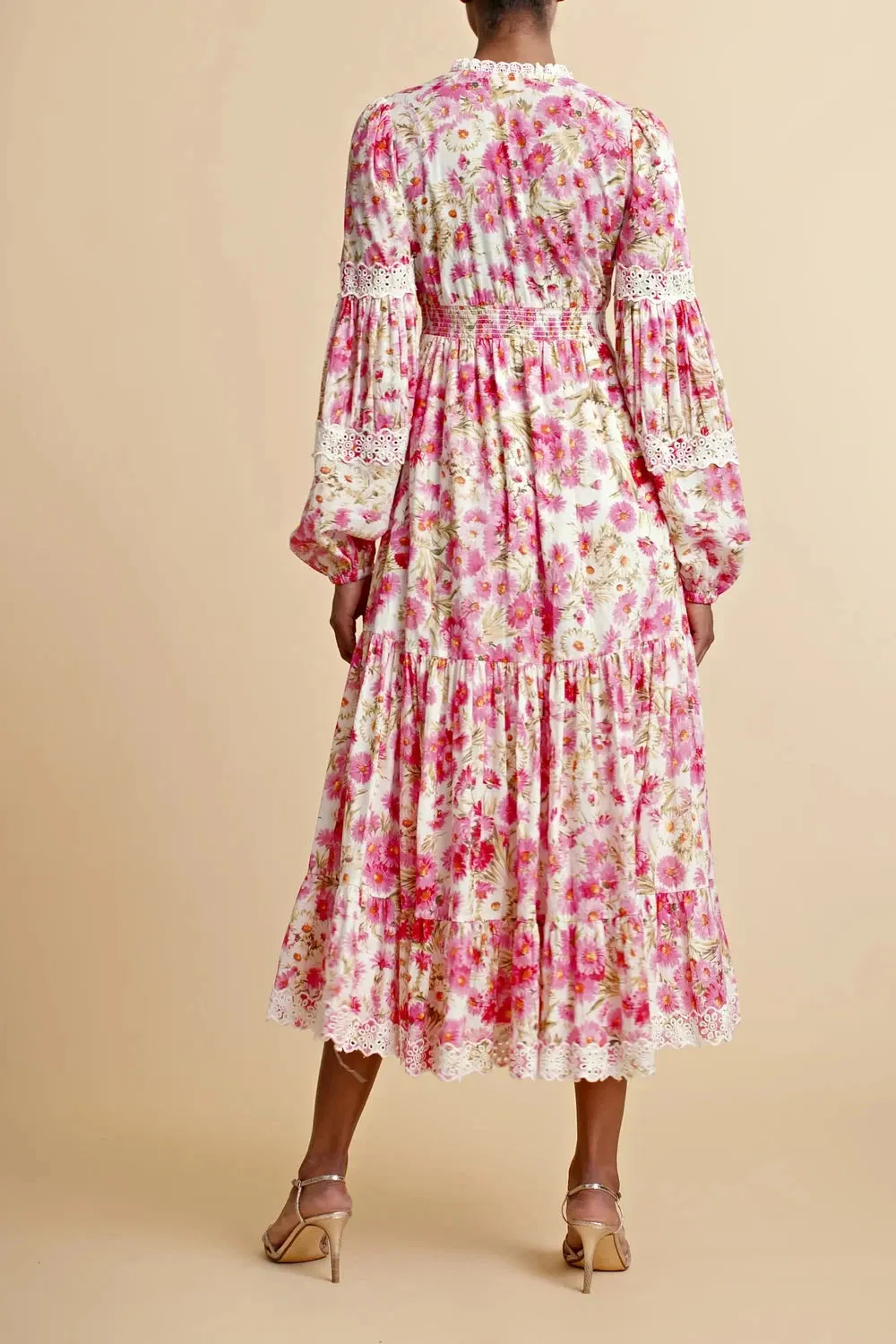 Cotton Slub Button Down Dress in Daisy Garden