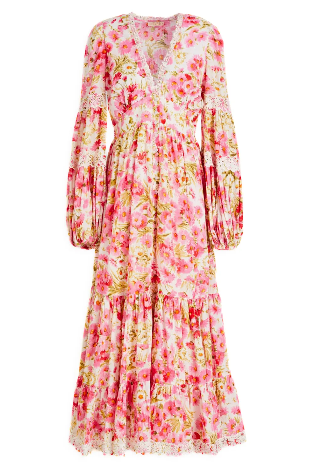 Cotton Slub Button Down Dress in Daisy Garden