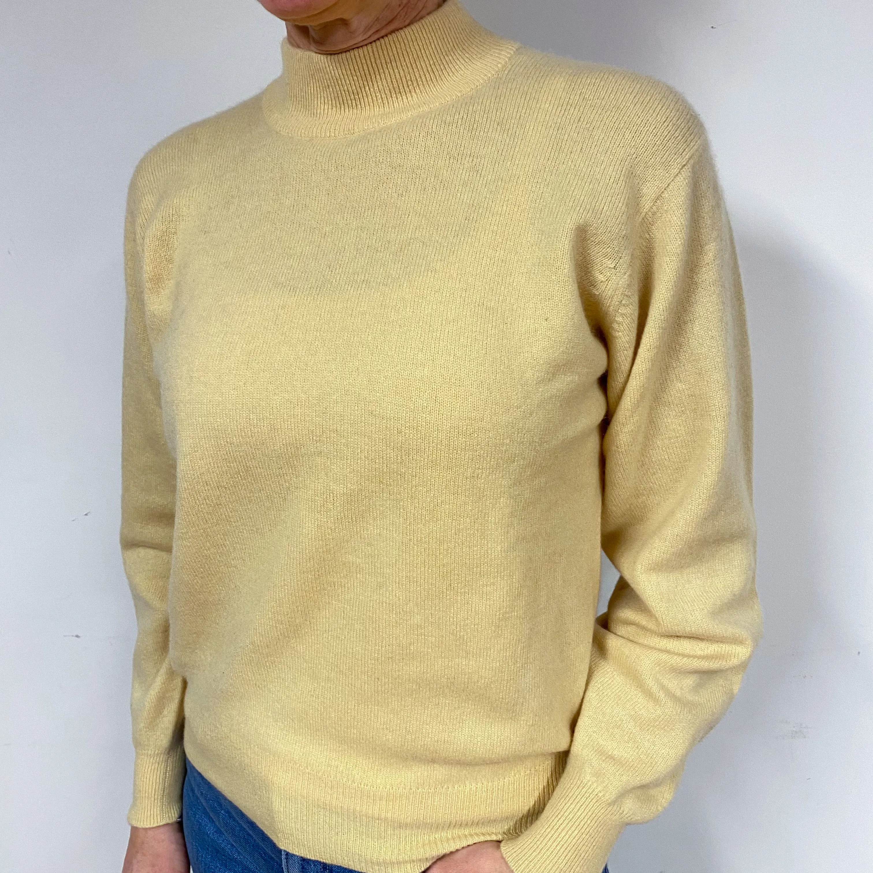 Custard Yellow Cashmere Turtle Neck Jumper Medium