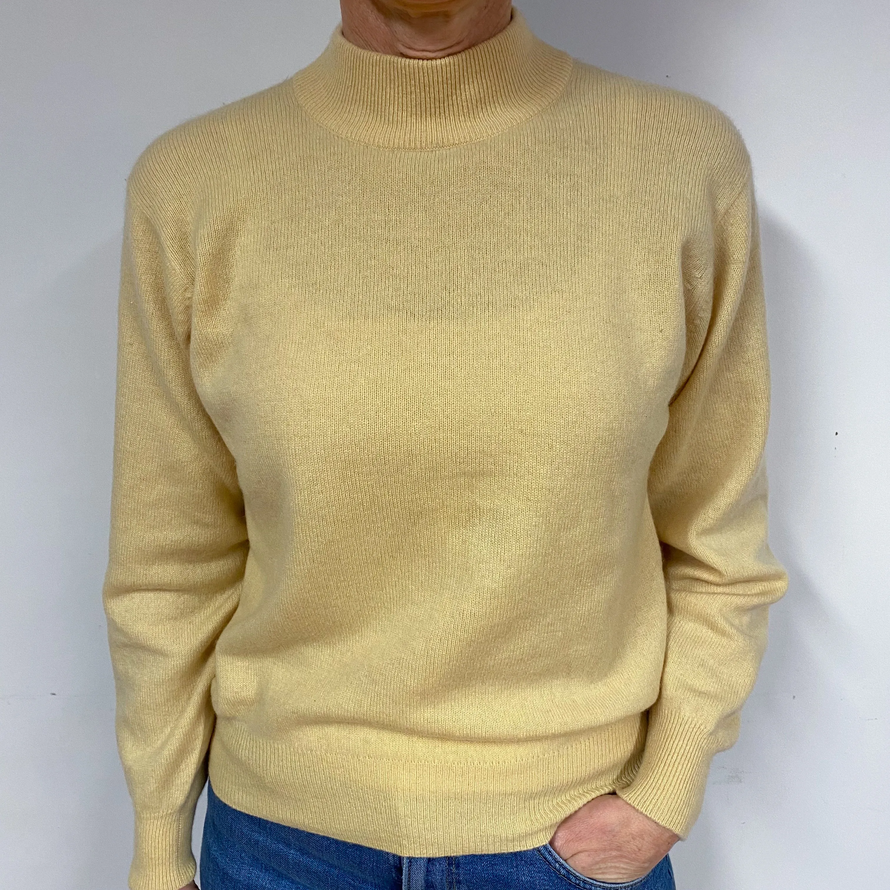 Custard Yellow Cashmere Turtle Neck Jumper Medium