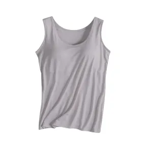 Deals of The Day Clearance Prime Sale, Exercise Tank Tops for Women, Tube Tops for Women with Built in Bra Women's Organic Cotton Camisole Tank Top with Built-in Shelf Bra B-Gray
