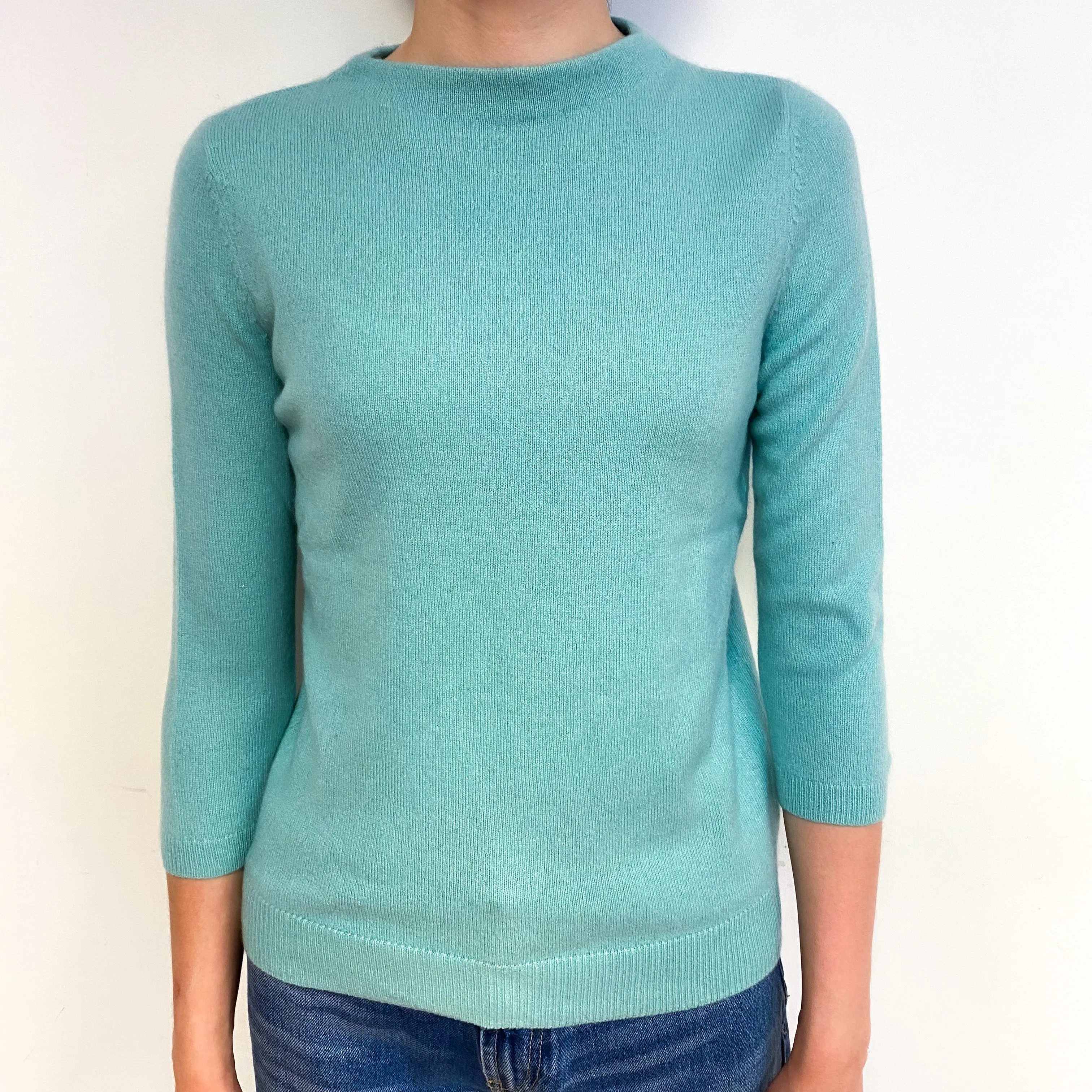 Deep Mint Green Cashmere Crew Neck Jumper Extra Small/Petite