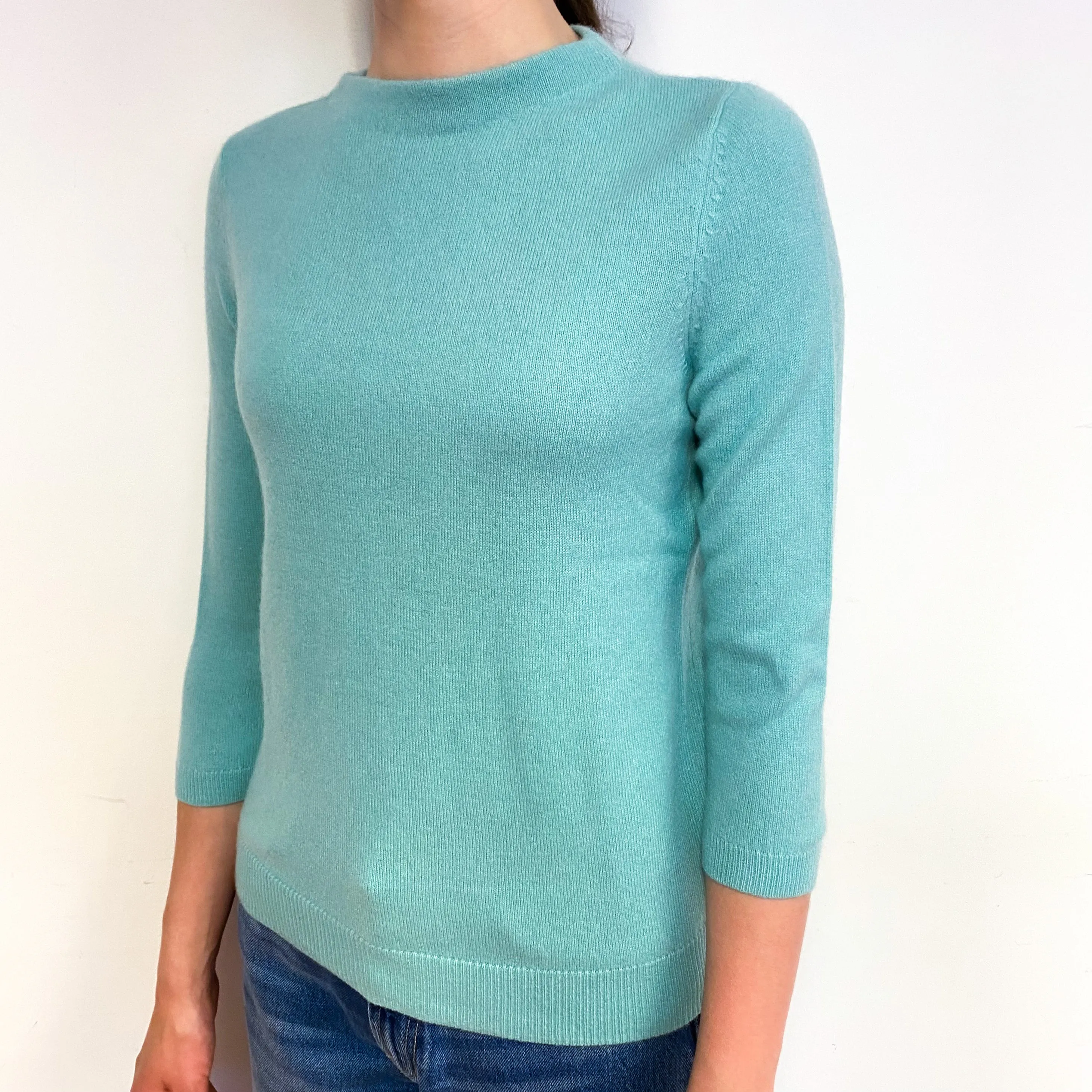 Deep Mint Green Cashmere Crew Neck Jumper Extra Small/Petite