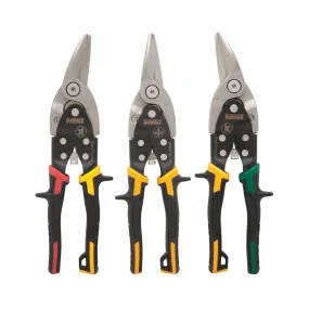 DeWALT DWHT14676 Aviation Snip Set, 2-3/4 in L Cut, Straight Cut, Steel Blade, Ergonomic Handle