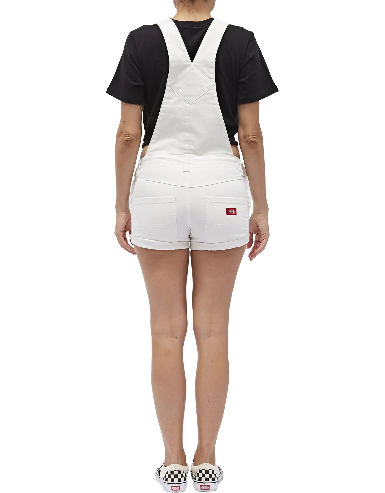 Dickies Girls 3" Hem Roll Shortalls - White